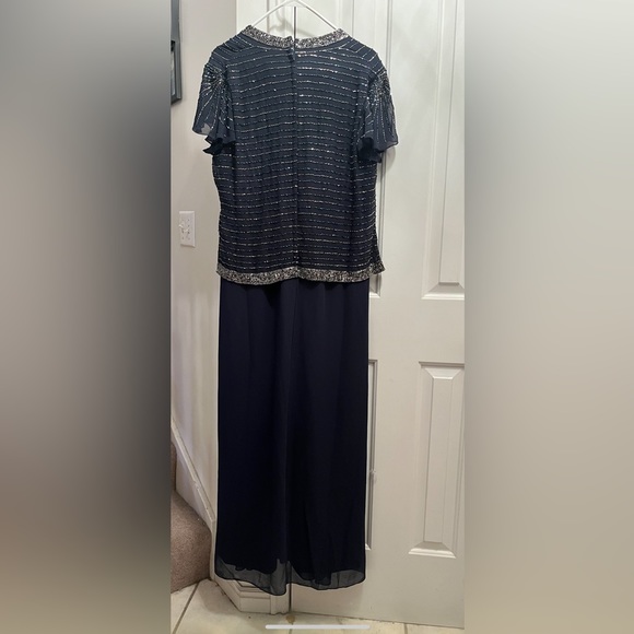 J Kara NWT Beaded Faux Wrap Long Dress - size 14W - Picture 3 of 9